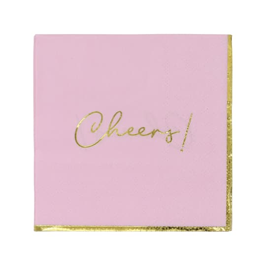 Pink & Gold Cheers! Beverage Napkins, 20ct. by Celebrate It™